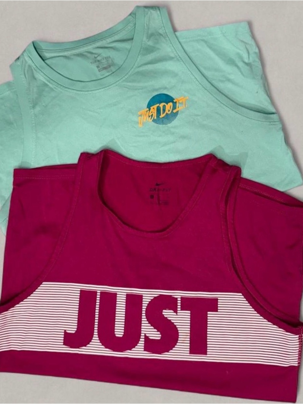 Nike Mint & Magenta Tank Tops - Just Do It Graphic